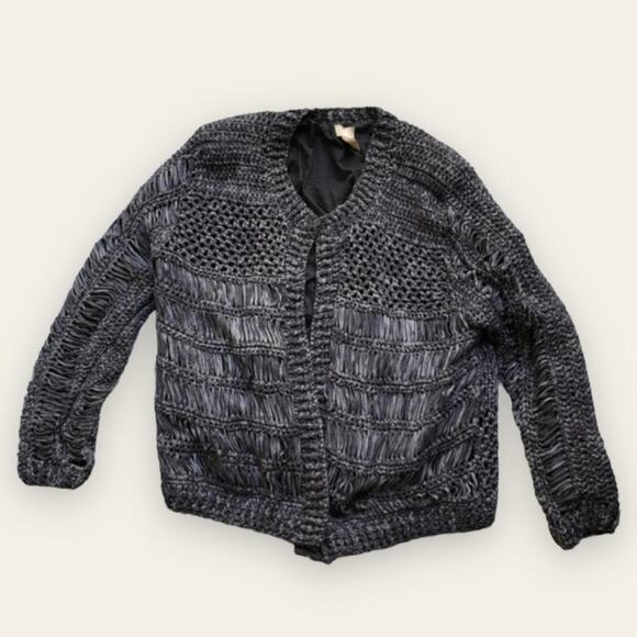 H&M gray twist knit boho jacket size 6 - Picture 1 of 7